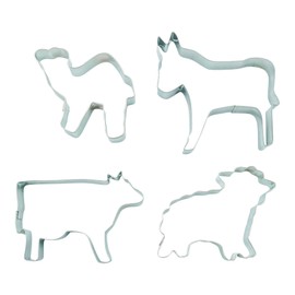 BekkiB - Set of 4 "Animals" - Cookie Cutters Camel, Donkey, Cow, Sheep - Stainless Steel Cutters are Dishwasher Safe - 2064