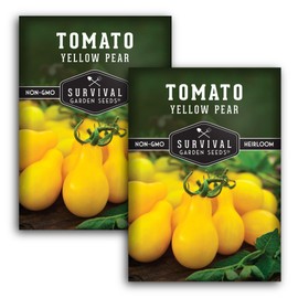 2 Packs Yellow Pear Tomato Seed for Planting - Packet with Instructions to Grow Golden Tomatoes in Your Home Vegetable Garden - Non-GMO Heirloom Variety - Survival Garden Seeds