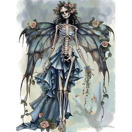 LXTONG - Kit de jadeado de diamantes de calavera para adultos, pintura de calavera con gemas y manualidades, pintura de diamantes de calavera con flores de rosa por números para principiantes