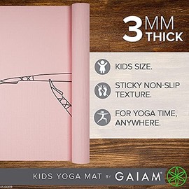 Gaiam Kids Yoga Mat Exercise Mat, Yoga for Kids with Fun Prints - Playtime for Babies, Active & Calm Toddlers and Young Children (60" L x 24" W x 3mm 