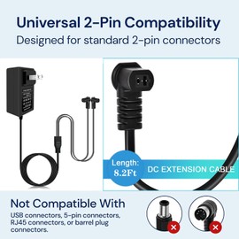 Universal Dual Power Supply Transformer Kit for Electric Reclining Furniture Power Recliner,Sectional or Loveseat - 29V Wall Plug-in Recliner Adapter with Y Splitter Cable(2-Pin,L Shape)