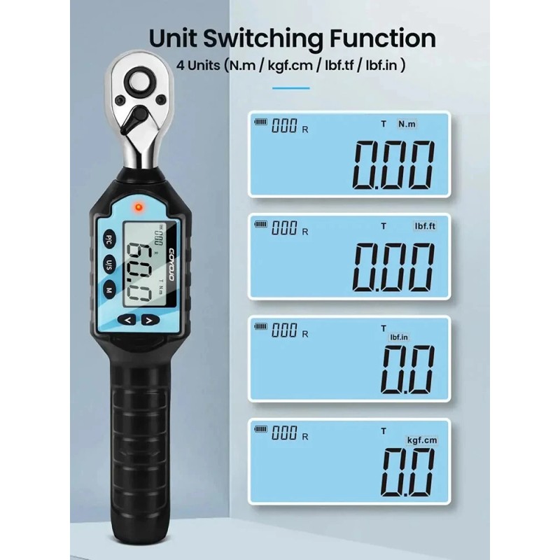 GOYOJO 3~100N.m. Digital Torque Wrench 1/2 inch Ratchet Head Adjustable