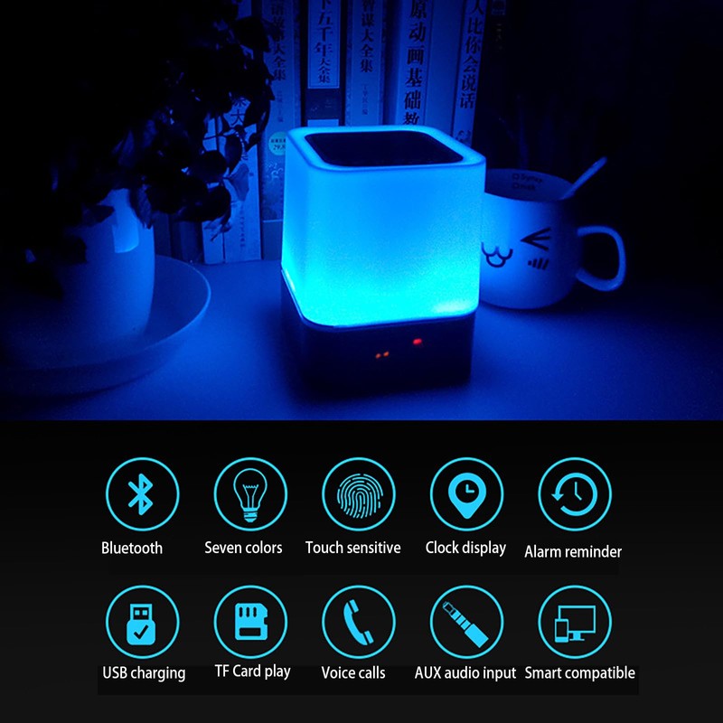 Night Light Bluetooth Speaker, 5 in 1 Touch Control Bedside