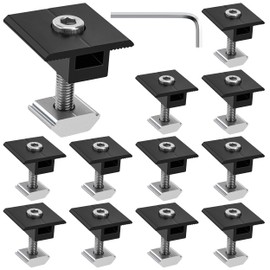 Pack of 12 Centre Clamps 30 mm Robust Aluminium Solar Module Holder for Photovoltaic Mounting T-shaped Clamps for Secure Attachment of Solar Panels Including Key