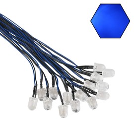 EDGELEC EDGELEC 30pcs 12 Volt 10mm Blue LED Lights Emitting Diodes Pre Wired 7.9 inch DC 12v LED Light Clear Lens Small LED Lamps