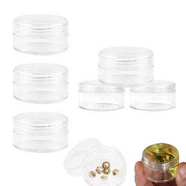 6PCS Sample Pots Leakproof Round Stackable for Space Efficiency 10ml 20ml Cosmetic Pots Small Clear Round Plastic Sample Pots for Cosmetics Empty Sample Pots for Cream Face Creams Sample Make-Up(Trans