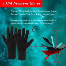 YDQUANI 3mm Wetsuit Gloves, Camouflage Neoprene Gloves Anti-Slip Warm Diving Gloves for Men Women Open Water Swimming Surfing Kayaking