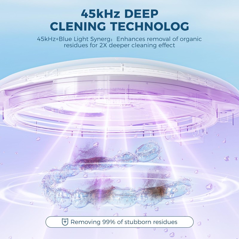 Ultrasonic Jewelry Cleaner Digital Timer, Retainer Cleaner Machine for Mouth