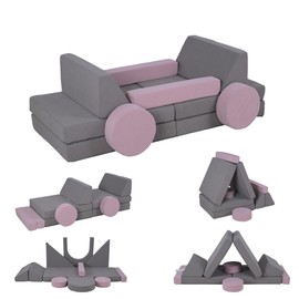 Qaba Foam Climbing Blocks for Toddlers, 12 Pieces Kids Climbing Toys, Indoor Soft Play Equipment for Boys and Girls, Gray