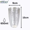 eMKay® Pack of 6 Reusable Dimple Plastic Tumblers (650ml) Clear