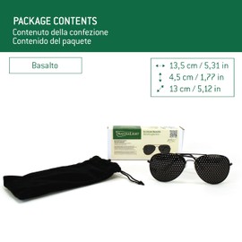 Pinhole Glasses - Basalto - Bates Method - Pinhole Holes Calibrated for Distance Position and Pyramidal Shape - Myopia Presbyopia Hyperopia or Astigmatism - Ocular Gymnastics for Improving Vision