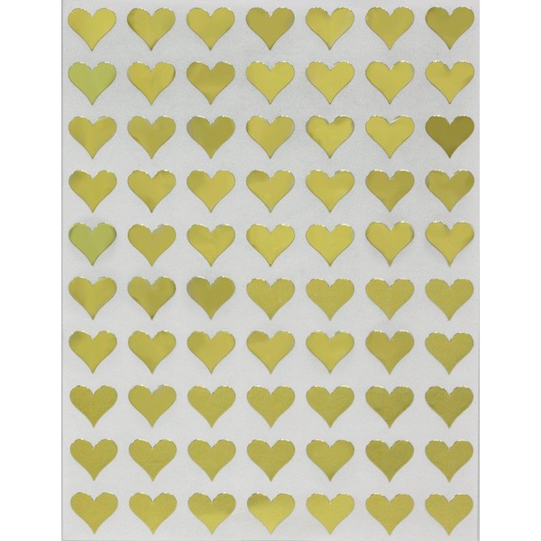 Royal Green Metallic Gold Hearts Stickers for envelopes, Invitation Seals, Gift Packaging, Boxes and Bags 13mm (1/2") 0.5-1050 Pack