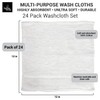 Homewear Washcloths Set - 100% Cotton, Pack of 24, Premium