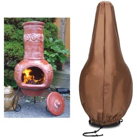 Chiminea Covers Waterproof, Protective Fire Pit Heater Cover,Outdoor Patio Chiminea Covers, Durable Cover for Clay Chimineas ,Brown (M:12"X28"X48")