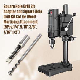 Yuqutum 6-Piece Square Hole Drill Bit Set (5 Drill Bits + Adapter, 6.4 / 8 / 9.5 / 10 / 12.7 mm, Square Shank, Sandwichl)