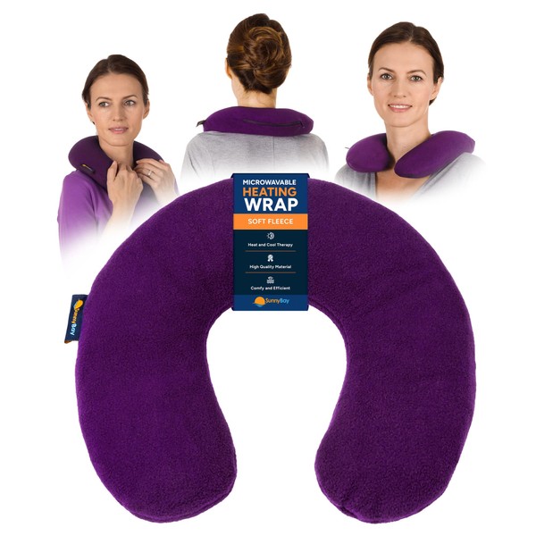 SunnyBay Microwave Heating Pad, Microwavable Heated Neck Pillow for Moist Hot or Cold Therapy, Heated Neck and Shoulder Wrap with Wheat Filling and Washable Cover, FSA HSA Approved, Purple, Large