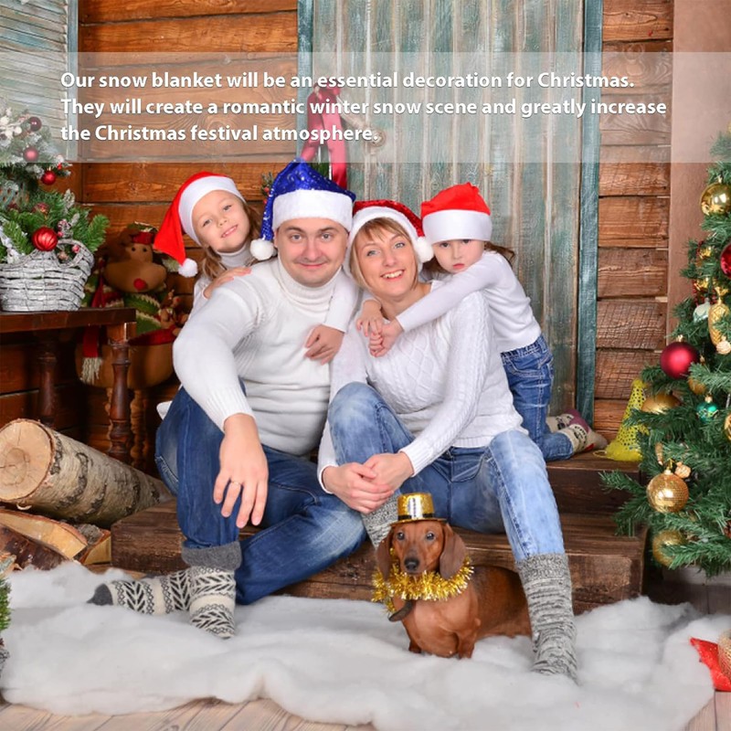 CHRISTMAS HOVUK Snow Blanket,White Fluffy Snow Blanket Fake Snow Roll