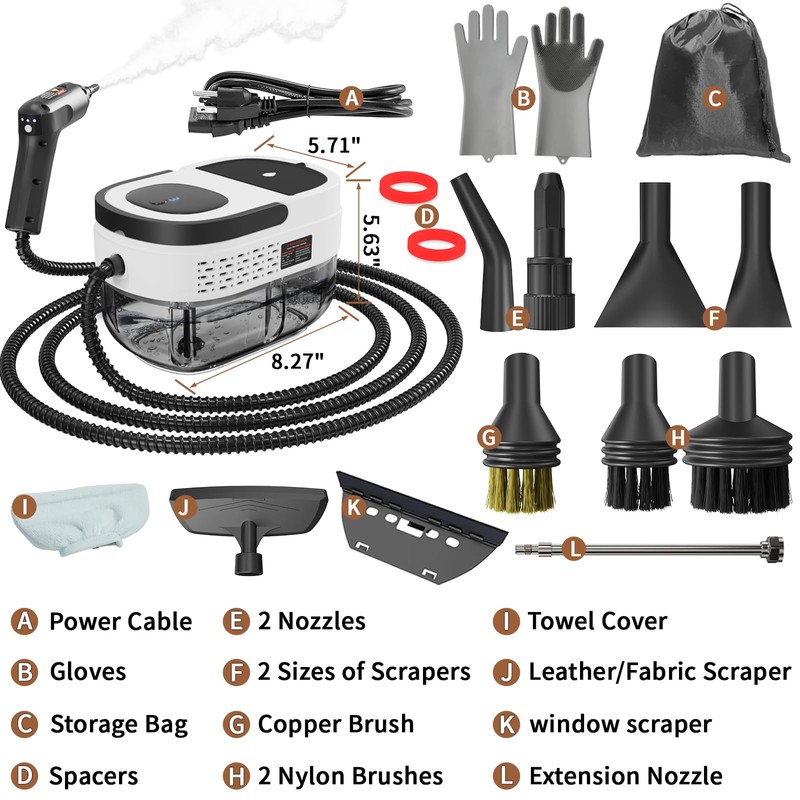 Handheld Steam Cleaner for Home, 2500W High Temperature Pressurized Machine,
