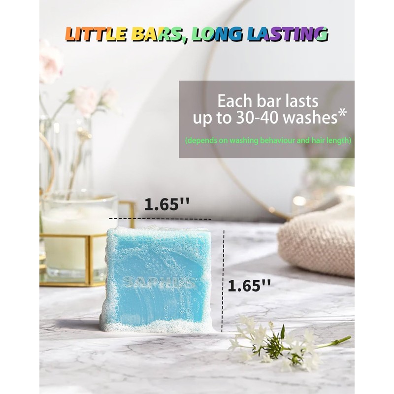 6Pcs Shampoo Bars for Hair (8.46oz), Natural Ingredients Solid Shampoo
