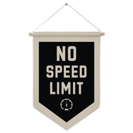 Cilrii Boys Room Canvas Banner Wall Decor, Cars Room Decor for Boys, Retro Trendy No Speed Limit Hanging Pennant Flag Banner for Boy Bedroom Playroom Nursery