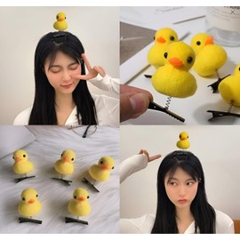 YaBaLuu 10 Clips De Pelo De Primavera En Forma De Patito Amarillo En 3D, Suministros Para Fiestas Para Mujeres Y Niñas, Accesorios Fotográficos Y Regalos, Clip Pato Quirky, pato para cabello.