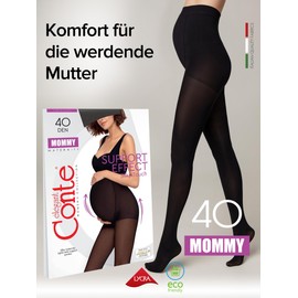 Conte elegant MOMMY 40 DEN - Qualität Strumpfhosen - Strumpfhosen Damen - Umstandsmode - Umstandsstrumpfhose - Schwangerschaft - Bauchstütze Schwangerschaft - Gr. 2 - Nero