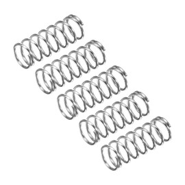 sourcing map Compression Spring, 5Pcs 304 Stainless Steel, 8mm OD, 0.8mm Wire Size, 20mm Free Length, Silver Tone
