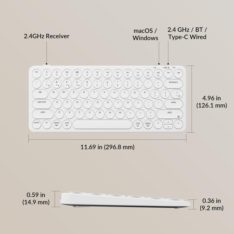 Keychron B3 Pro 75% Ultra-Slim Wireless Keyboard, 2.4GHz, Bluetooth 5.2