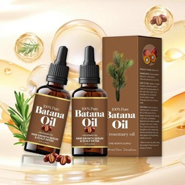 Organic Batana Oil with Rosemary, 2 Counts/set Multi-functional Strengthening & Thickening Hair Care Oil, Hair Care & Styling Product for Men & Women, Christmas Gift
