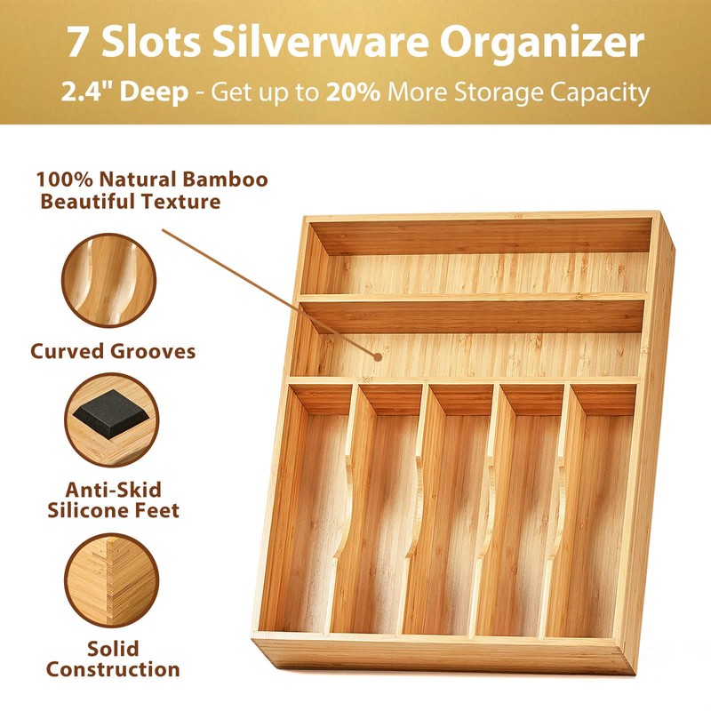 Umilife Kitchen Drawer Organizer, 12.5 Inch Silverware Utensil Tray Holder,