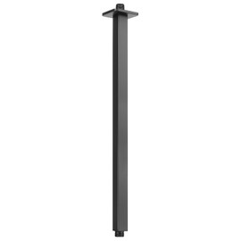 HarJue Ceiling Mounted Shower Arm, Rain Shower Square Extension Arm with Flange and Teflon Tape Stainless Steel Ceiling Mount Shower Extender (24 Inch, Matte Black)