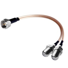 Goupchn F Type Coax Cable Splitter - F Male to Dual Female 3 Way RG316 Coaxial Cable 19cm/7.5" for TV, Satellite Receiver