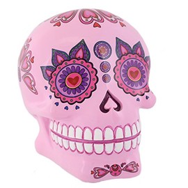 Something Different Pink Candy Skull Money Box, Resin, 9 x 12 x 11 cm
