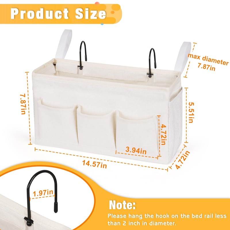Lilithye Bedside Caddy Organizer with Fixed Straps and Water Bottle