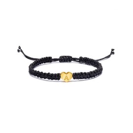 Heart Initial Bracelet for Women Men Dainty A-Z Heart Letters Bracelet Adjustable Woven Braided Bracelet for Birthday Gifts (R)
