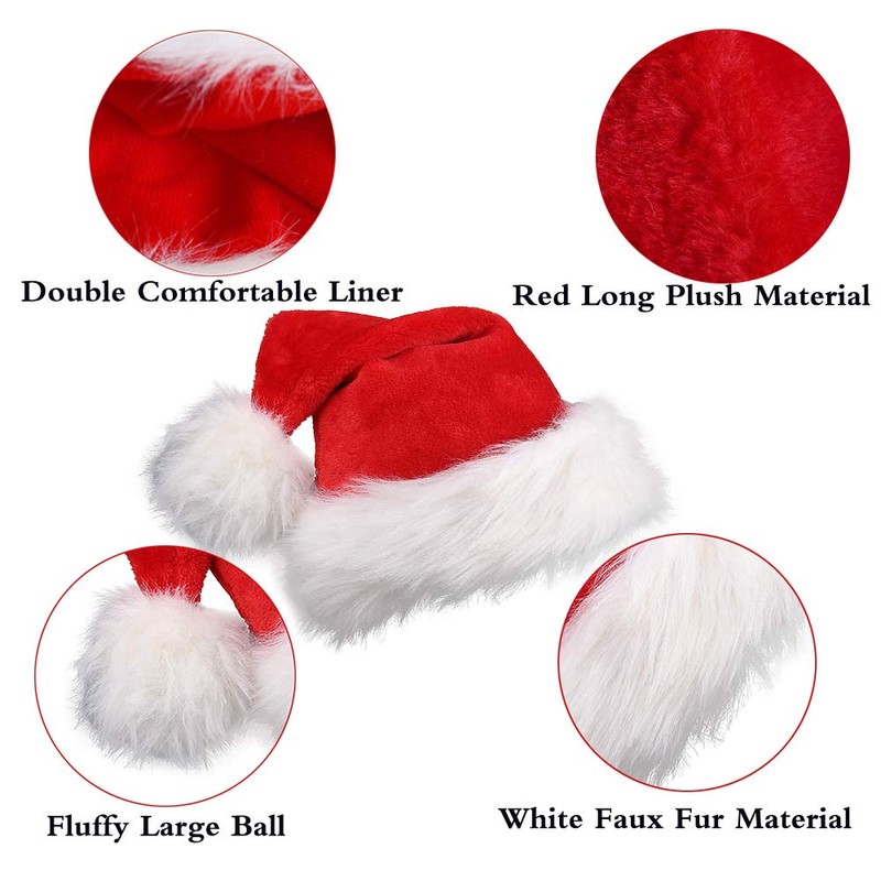 VEYLIN 4 Pieces Father Christmas Hat Red Santa Hats for