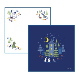 JIKAN STYLE Moomin Goods, Nordic Present, Lunch Cloth, Lunch Box, 100% Cotton, Navy Blue, Let's Go Home, Little My, Approx. 18.9 x 18.9 inches (48 x 48 cm), Folding Approx. 4.7 x 4.7 inches (12 x 12