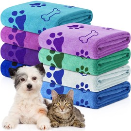 Chumia 8 Pcs Bulk Towels for Drying Dogs Cats Pet Towels Puppy Microfiber Quick Drying Dog Paw Bath Bathing Supplies Absorbent for Medium Pets(Classic Color,18 x 28 Inch)