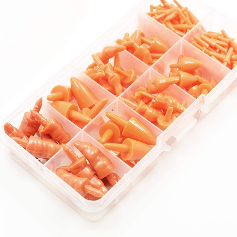 POFET 160pcs Plastic Long Safety Noses for Christmas Snowman, Miniature