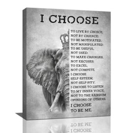 Elephant Wall Art Inspirational Quotes Elephant Pictures Wall Decor Black and White Canvas Prints Framed Artwork Home Office Decorations for Bathroom Living Room Bedroom Dinning Room 12"x16"