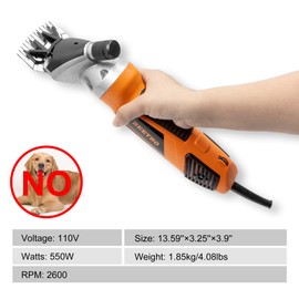 BEETRO 550W Electric Professional Sheep Shears, Animal Grooming Clippers for Sheep Alpacas Goats and More, 6 Speeds Heavy Duty Farm Livestock Haircut, with an Extra Set of Shearing Blades