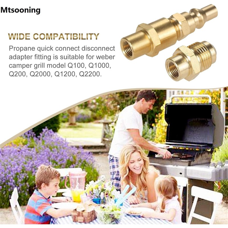 Mtsooning 1/4 inch RV Quick Connect Adapter Conversion Fitting, Propane