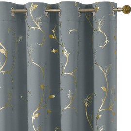 BUHUA Gray Room Darkening Curtains, Insulated Thermal Blackout Curtains, Noise Reducing Panels for Windows, Grommet Thermal Drapes for Living Room, 52W×72L, 2 Panels