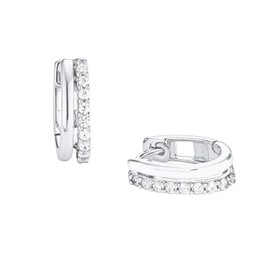 s.Oliver 2025990 Women's Creole Earrings 925 Sterling Silver with Synthetic Zirconia 1.5 cm Silver Comes in Jewellery Gift Box, Sterling Silver, Cubic Zirconia