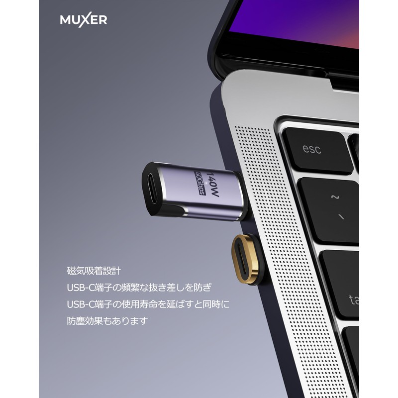 MUXER Magnetic USB C Converter Adapter I-Shape [USB 3.1 40Gbps