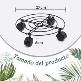 4 Bases para Macetas con Ruedas, Metálica, Soporte Porta Macetas Interior