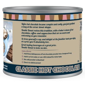 Double Donut Coffee Classic Bulk Hot Chocolate Mix, Rich Hot Cocoa 12 Ounce Canister, Hot Chocolate Powder