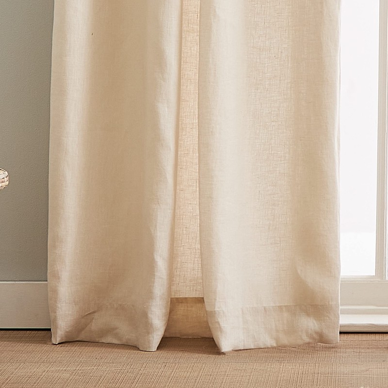 Peri Home 100% Linen Back Tab Lined Curtain, 108" Panel