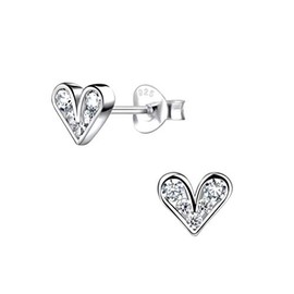 Premium Heart Earrings with Cubic Zirconia Crystal Stones - 925 Sterling Silver