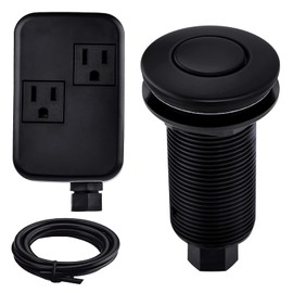 SINKINGDOM SinkTop Air Switch Kit with Mtte Black Long Button(Brass Cover) for Garbage Disposal